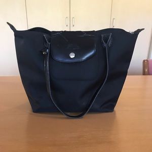 USED Black on black longchamp bag